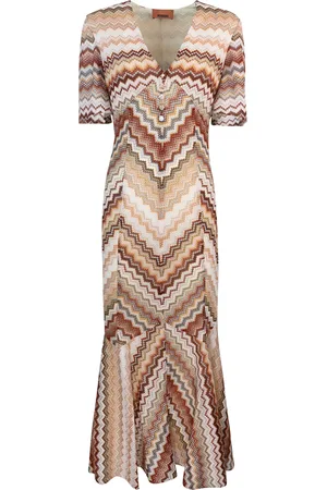 Missoni Abito lungo svasato con motivo zig zag seghettato lamé