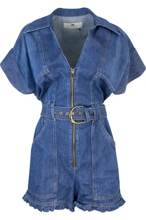 Elisabetta Franchi Tuta in denim corta con cintura