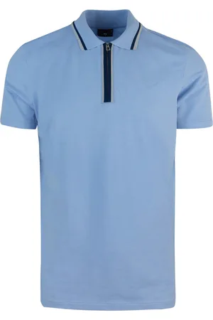 Paul Smith Polo con zip azzurra