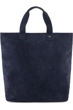 Emporio Armani Maxi shopper in suede Capsule Peace ASV blu navy