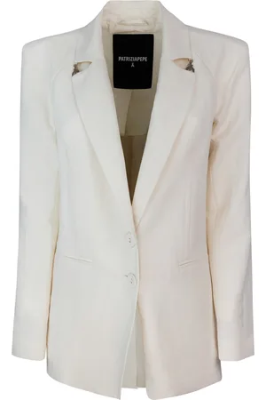Patrizia Pepe Giacca regular fit in viscosa e lino bianca