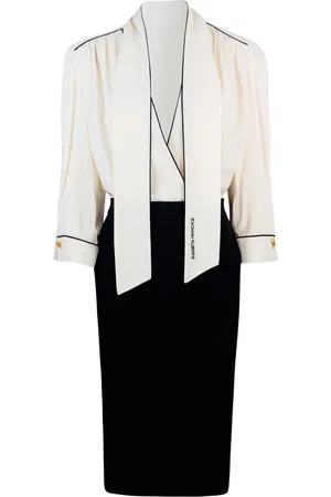 Elisabetta Franchi Abito in georgette e crêpe con piping