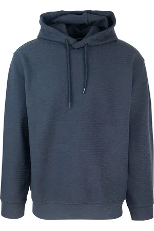 Emporio Armani Felpa blu con logo jacquard