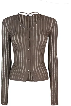 Patrizia Pepe Cardigan slim fit in maglia marrone