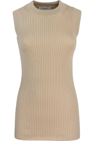 Sportmax Canotta beige in cotone a costine