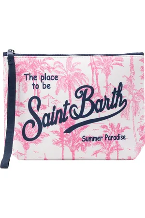 MC2 SAINT BARTH Pochette Aline in scuba con stampa toile de jouy rosa