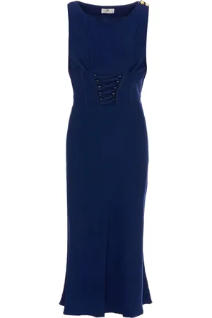 Elisabetta Franchi Abito in envers satin con lacci criss-cross