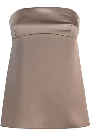 Patrizia Pepe Top a fascia in raso marrone