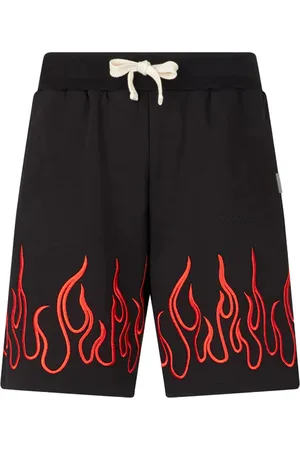 Vision Of Super Bermuda nero con fiamme ricamate
