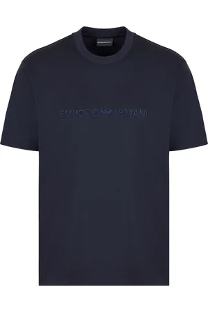 Emporio Armani T-shirt con ricamo logo blu