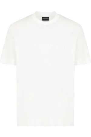 Emporio Armani T-shirt con ricamo logo bianca
