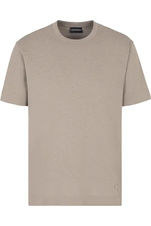 Emporio Armani T-shirt in jersey jacquard beige