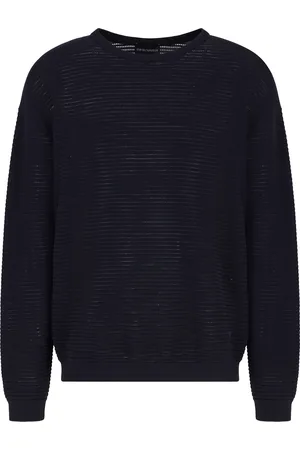 Emporio Armani Maglione effetto micro traforato blu