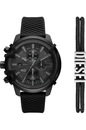 Diesel Set orologio Griffed in silicone e braccialetto Orologi Uomo