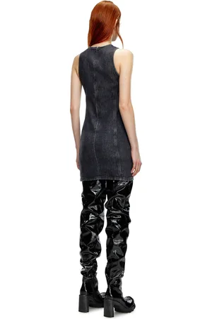 Diesel Minidress in denim con placca Oval D Vestito Donna