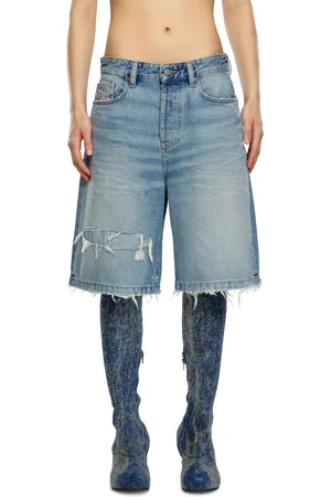 Diesel Short in denim ripped and repaired Short Donna