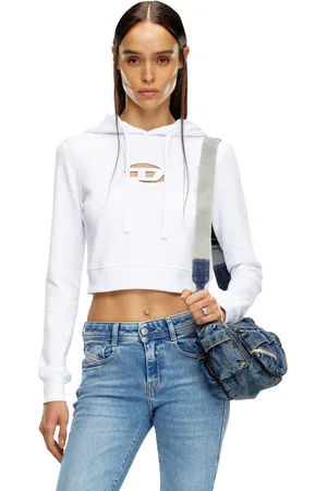 Diesel Hoodie con logo Oval D cut Felpa Donna