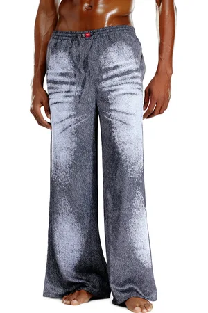 Diesel Pantaloni pyjama in raso stampa denim Pigiami Unisex