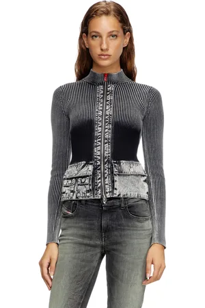 Diesel Cardigan con zip e tasche cargo in denim Maglieria Donna