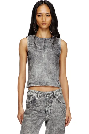 Diesel Top a canotta in denim con cristalli Top Donna