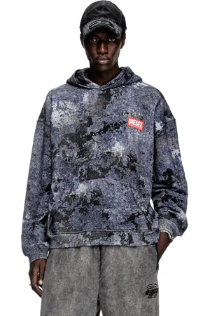 Diesel Hoodie con effetto marmorizzato burnout Felpa Uomo