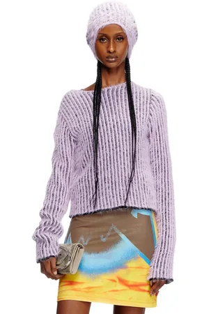 Diesel Maglia fuzzy in misto lana a righe Maglieria Donna