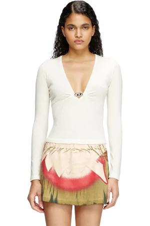 Diesel Maglia in lana con scollo a V arricciato Maglieria Donna