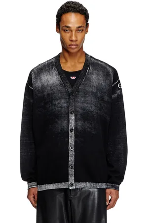 Diesel Cardigan in cotone con stampa al contrario Maglieria Uomo