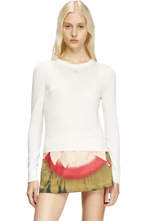 Diesel Maglia in lana con logo cut Maglieria Donna