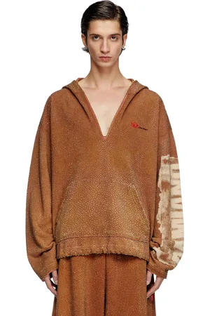 Diesel Hoodie con scollo a V e cristalli Felpa Unisex