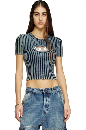 Diesel Top con placca D Maglieria Donna