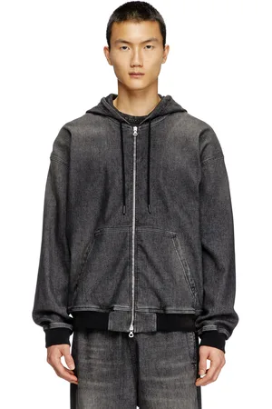 Diesel Hoodie con zip in Track Denim dirty Felpa Unisex