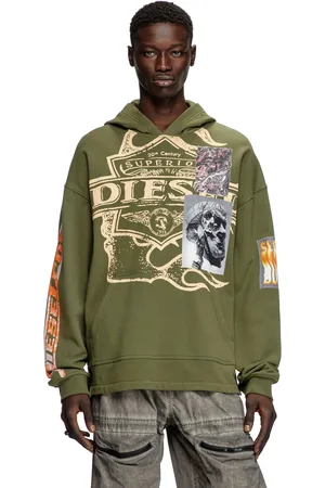 Diesel Hoodie con stampe e patch logo Felpa Uomo