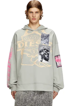 Diesel Hoodie con stampe e patch logo Felpa Uomo