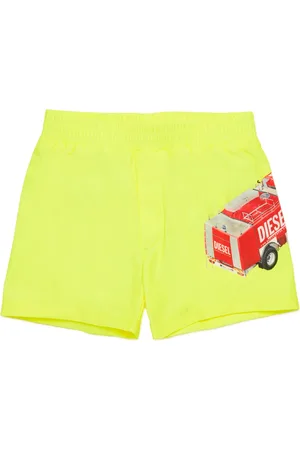 Diesel Pantaloncini da bagno con stampa di camion dei pompieri Beachwear Uomo
