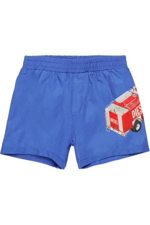 Diesel Pantaloncini da bagno con stampa di camion dei pompieri Beachwear Uomo