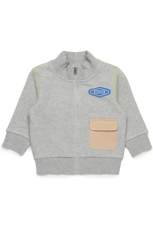 Diesel Felpa con zip e dettagli in gabardine Felpa Uomo