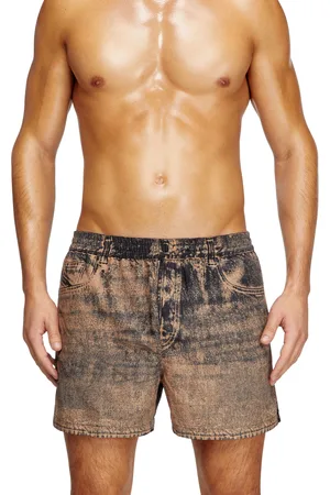 Diesel Pantaloncini da mare con stampa denim Boxer da bagno Uomo