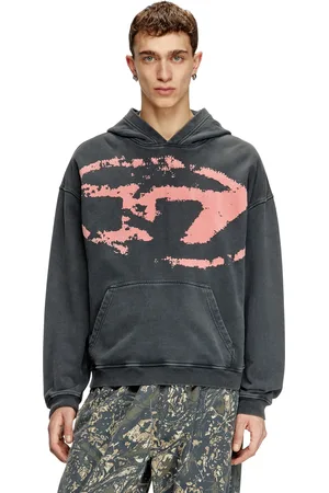 Diesel Hoodie con logo Oval D floccato Felpa Uomo