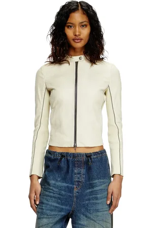 Diesel Giacca biker in pelle stretch traforata Giacca di pelle Donna
