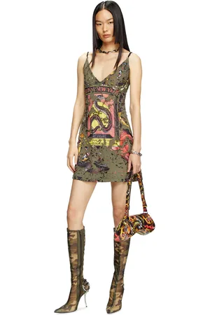 Diesel Abito destroyed con stampa snake Vestito Donna