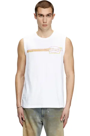Diesel Canotta fiammata con grafiche floccate T-Shirts Uomo
