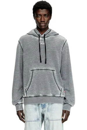 Diesel Hoodie con burnout e logo effetto cromato Felpa Uomo