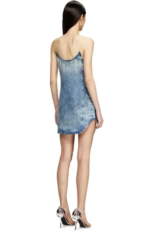 Diesel Abito corto in denim Tencel sfrangiato Vestito Donna