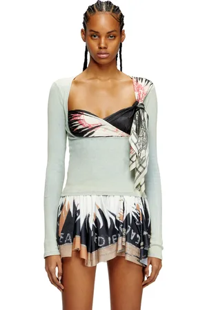 Diesel Top a coste con drappeggio bandana T-Shirt Donna