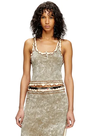 Diesel Tank top effetto marble con balze T-Shirt Donna