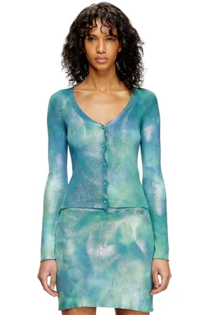 Diesel Cardigan in maglia solarizzata metallica Maglieria Donna