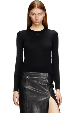 Diesel Maglia in lana con logo cut Maglieria Donna