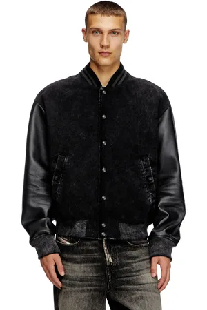 Diesel Bomber in denim e pelle Giacca di pelle Uomo