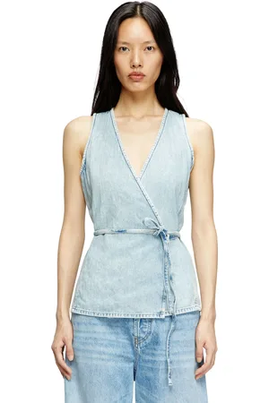 Diesel Top a portafoglio in denim herringbone Top Donna